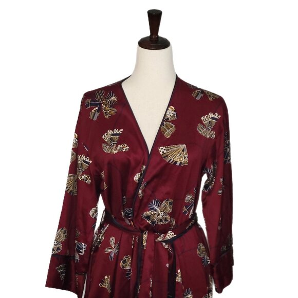 Natori Kimono Robe Burgundy Red Size Small - Picture 1 of 8